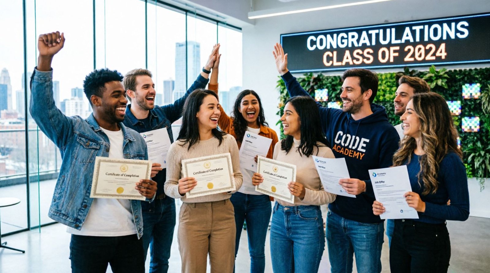Bootcamp graduates celebrating