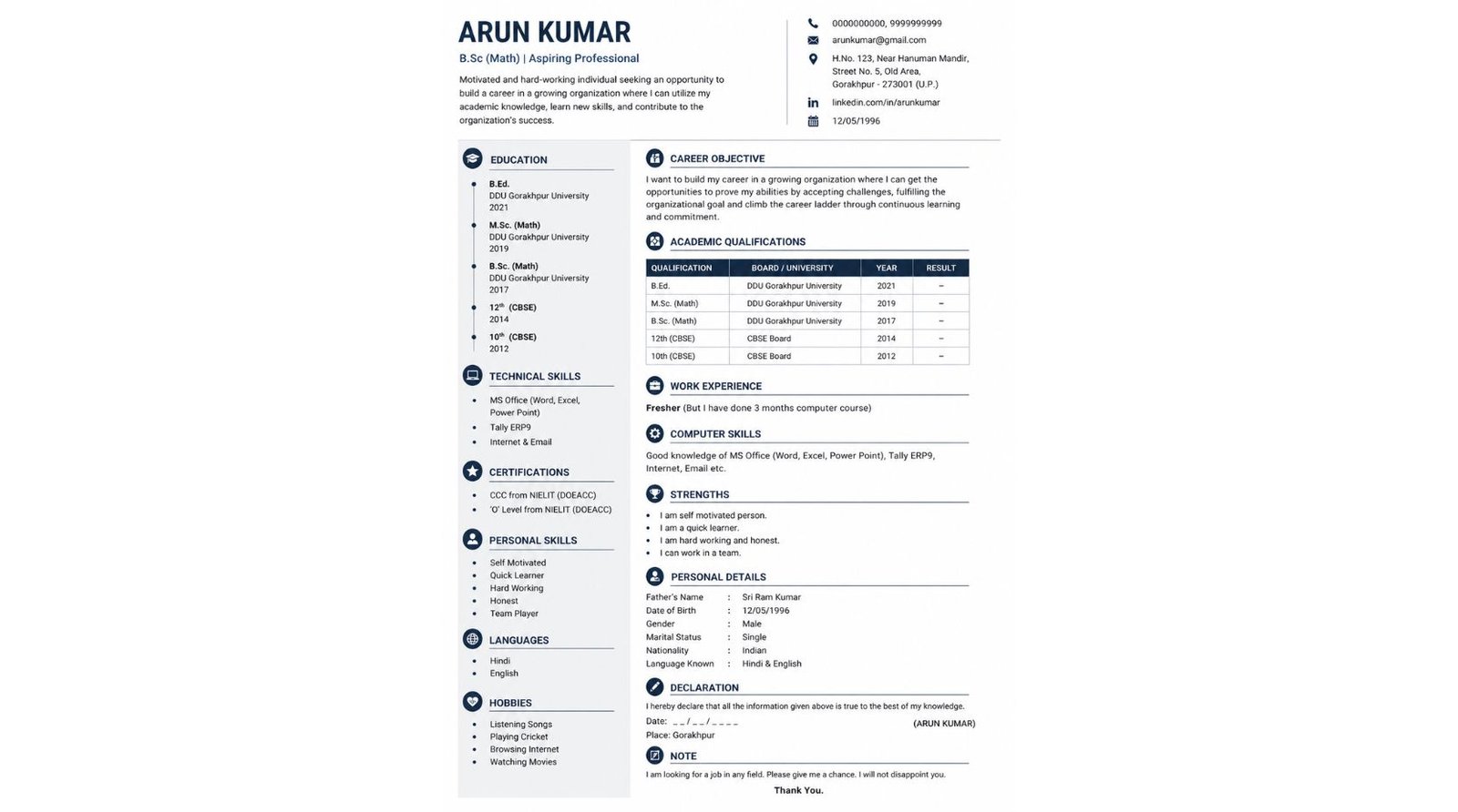 Resume after optimization